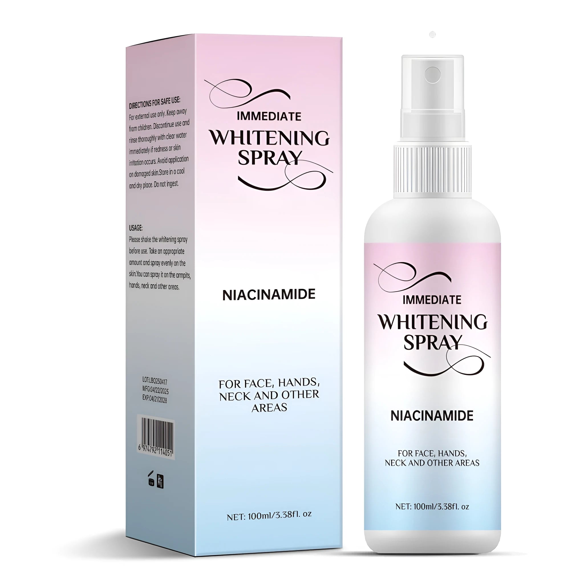 100ml whitening sweat-proof SPF50+ sunscreen spray can with aerosol nozzle
