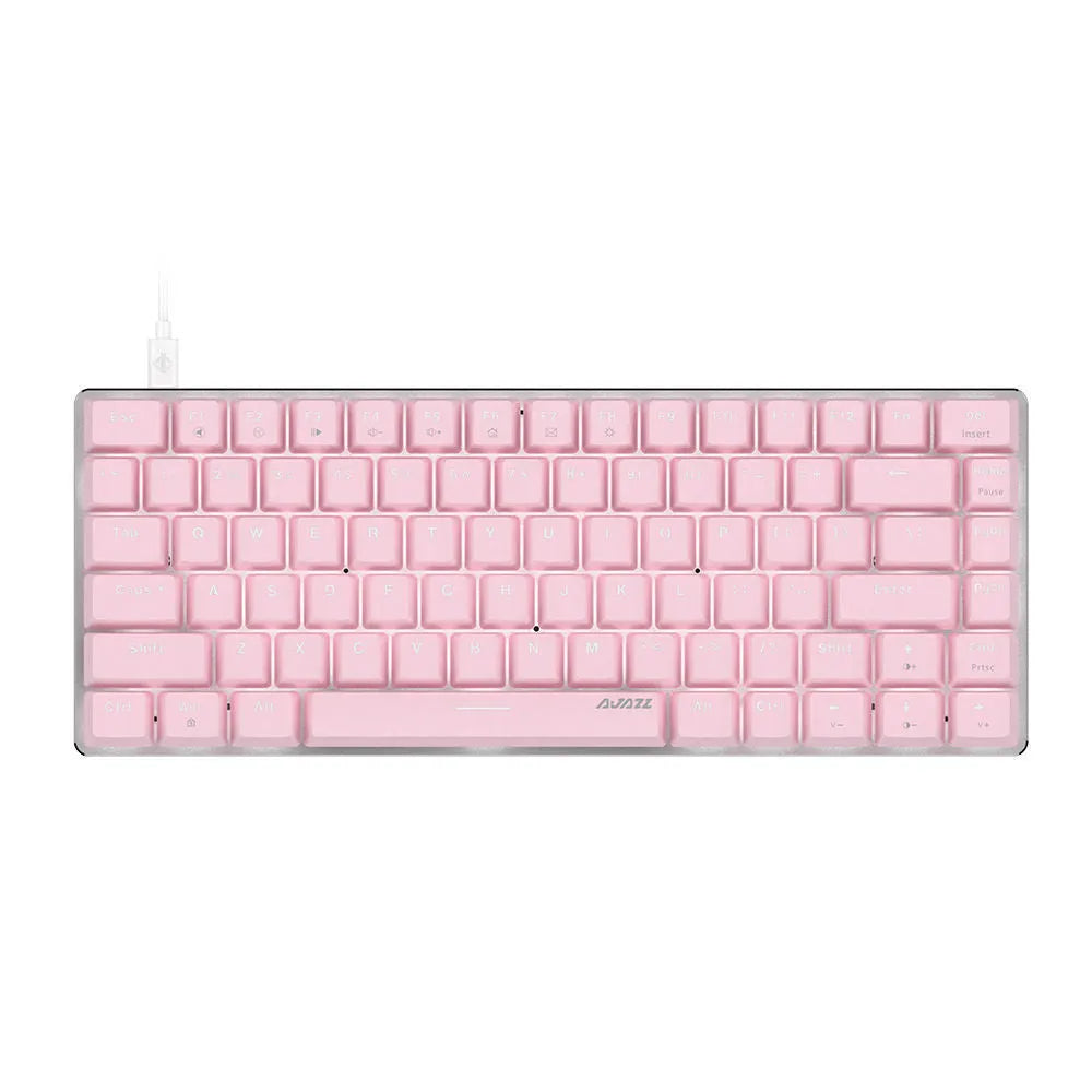 82-key mechanical keyboard with white backlight and metal housing, measuring 31cm × 12cm