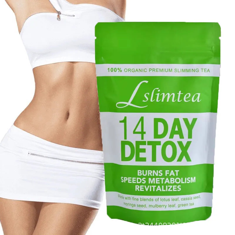 14-day herbal detox tea programme box with individual 3g sachets for weight management support