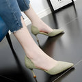 Women's black pointed stiletto high heels with 6-8cm heel and PU leather upper