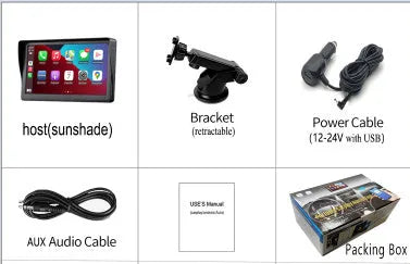 7-inch portable car smart display with rotating bracket showing navigation screen