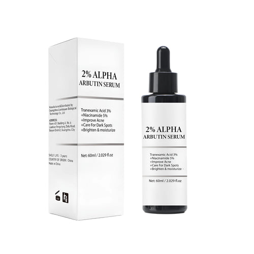 Alpha-arbutin 60ml facial care solution bottle with moisturising and hydrating properties