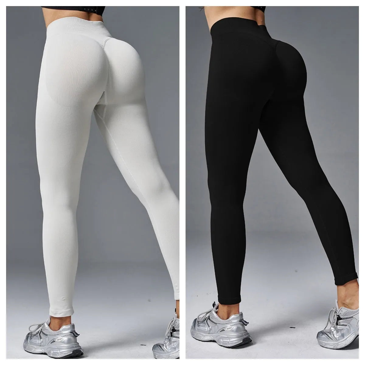 Women's mid-waist yoga pants in cotton blend fabric with hip-lifting design for fitness activities