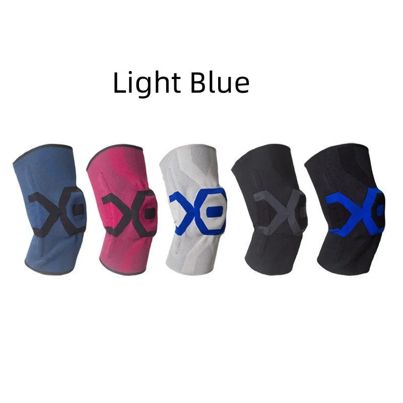 Men's silicone knee pad in black and blue color for running and cycling protection
