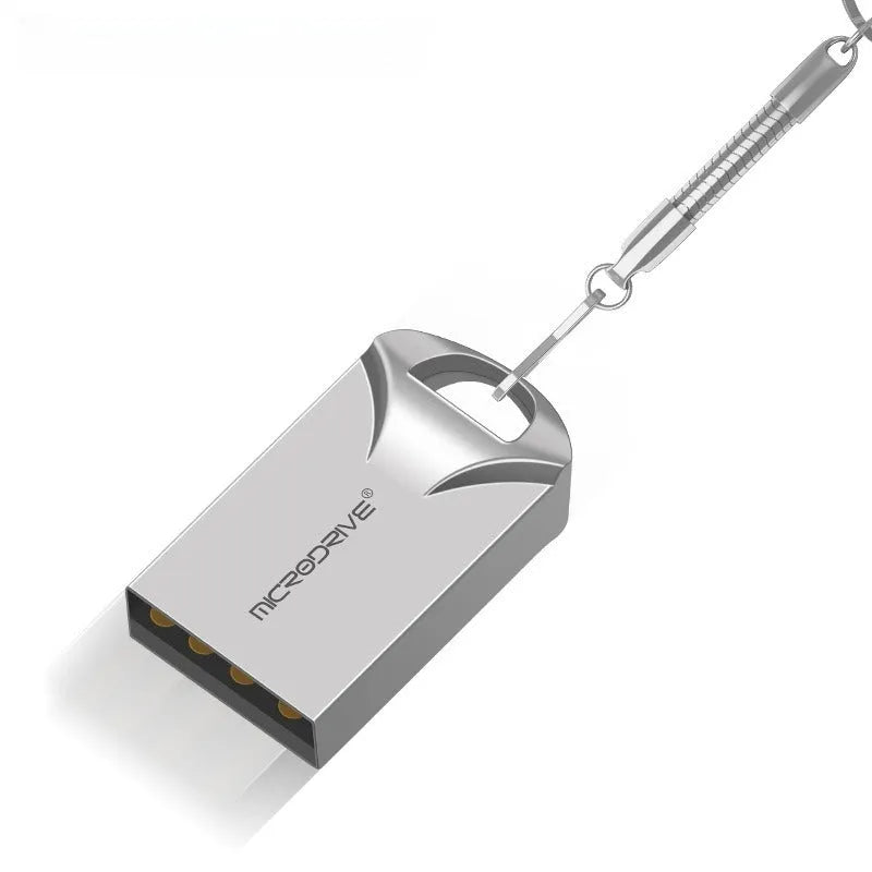 Mini metal USB flash drive in black and silver colours showing compact 23x12x8mm dimensions