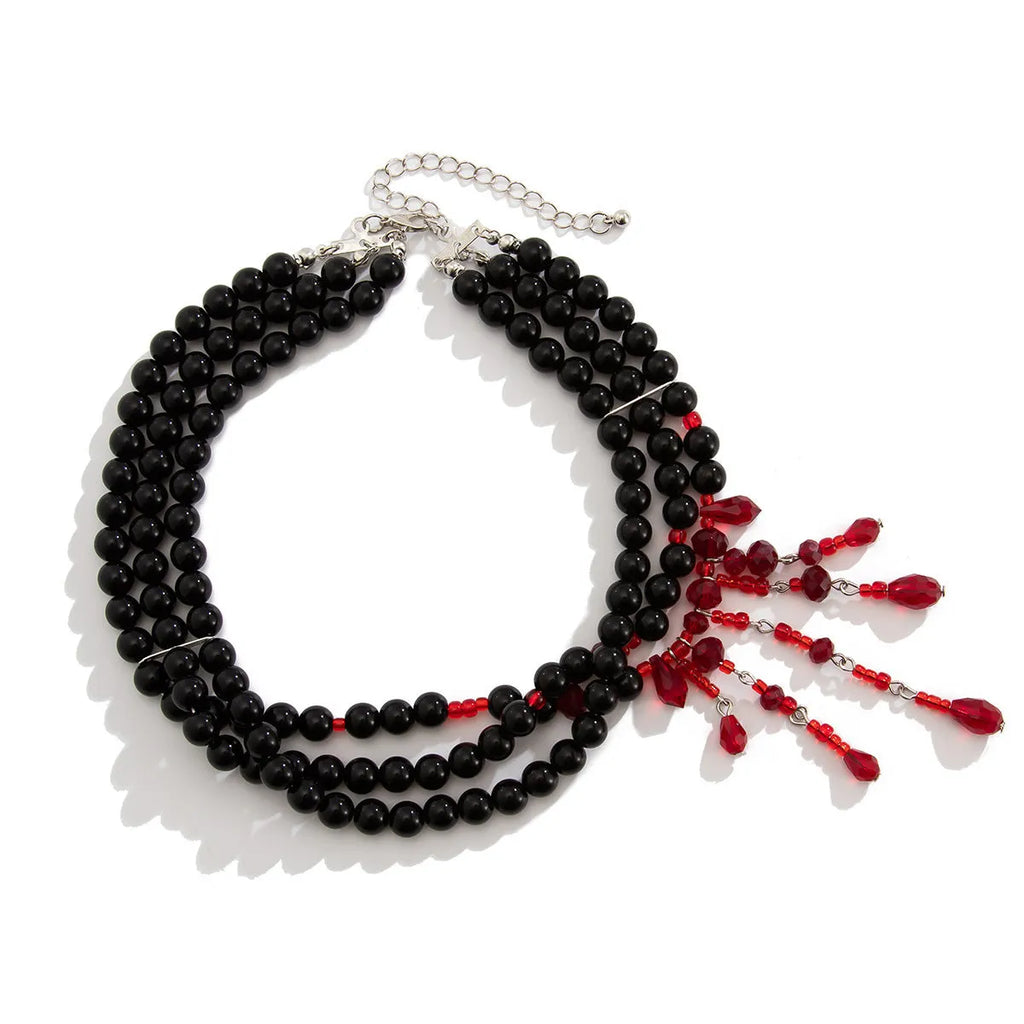 Halloween men's blood drop artificial crystal necklace with adjustable chain in red and black colour option