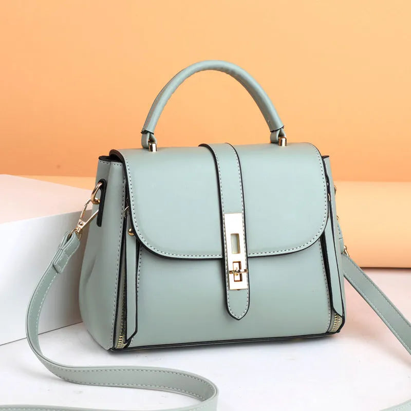Women's square vertical messenger bag in soft PU leather with single shoulder strap