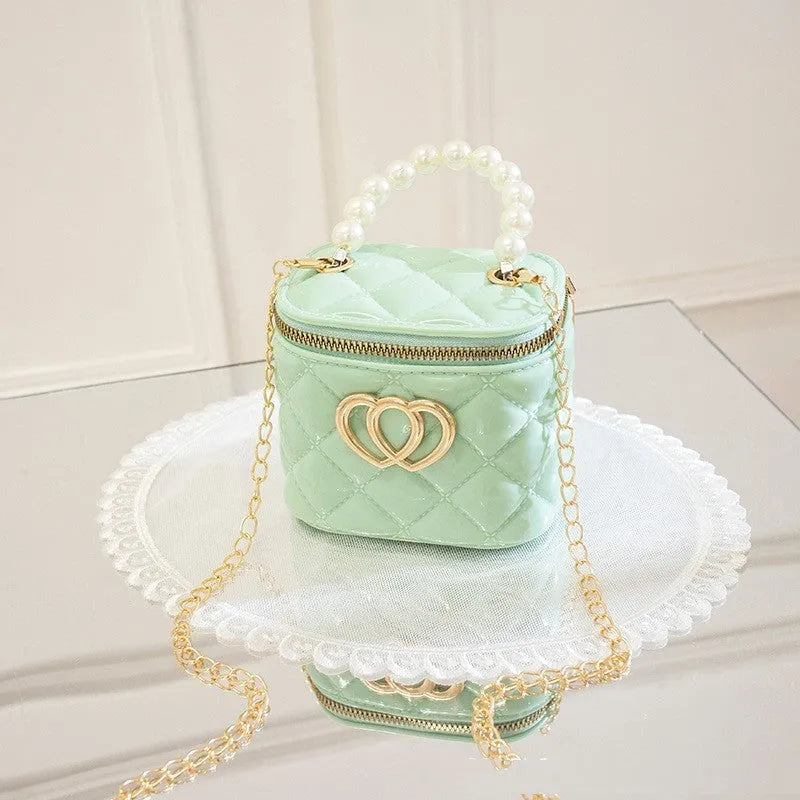 Women's PVC bucket gel bag with heart pattern in various colours