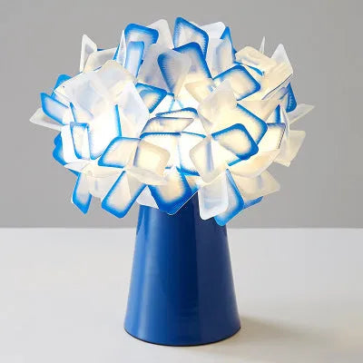 Nordic style decorative table lamp with metal holder in black, white, blue, orange, or purple colour options
