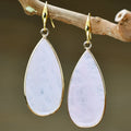 Vintage drop-shaped stone earrings in tigereye, amethyst, or turquoise with water droplet design