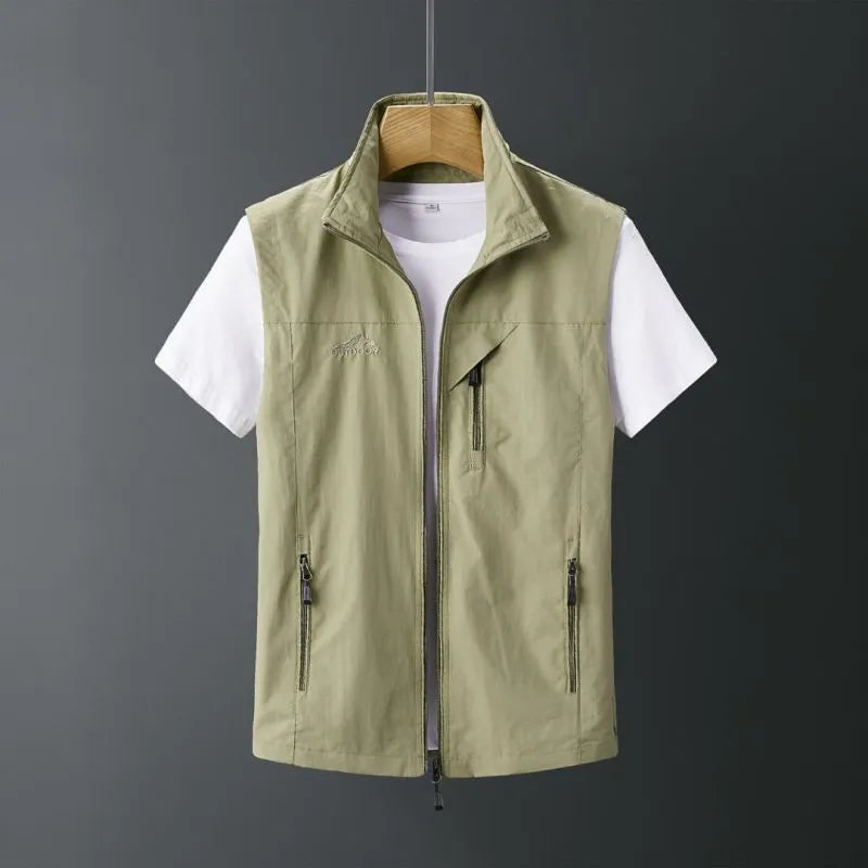 Men's rabbit fur hooded vest in slim fit waistcoat design for outdoor casual wear