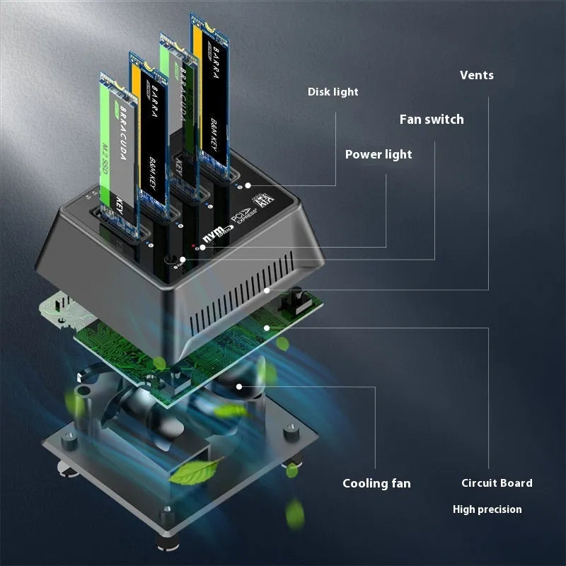 M2 dual protocol SSD enclosure with aluminum case for NVMe and SATA solid state drives