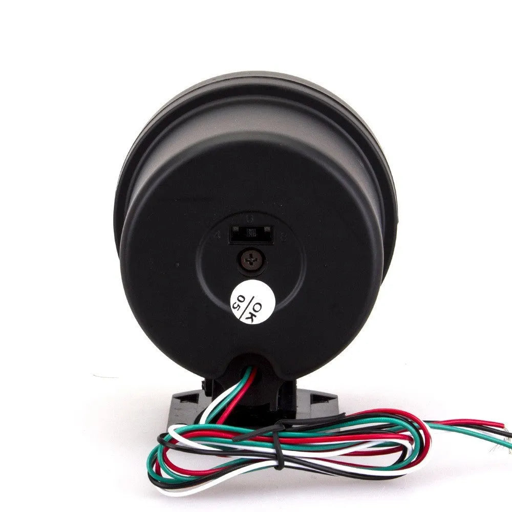 Black automotive tachometer with blue light pointer display measuring 95mm