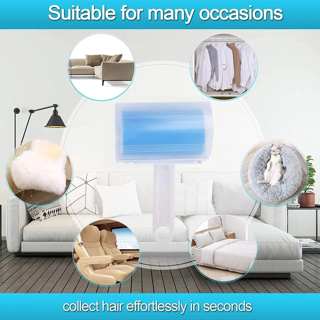 Reusable washable lint roller with cover for pet hair removal on fabrics