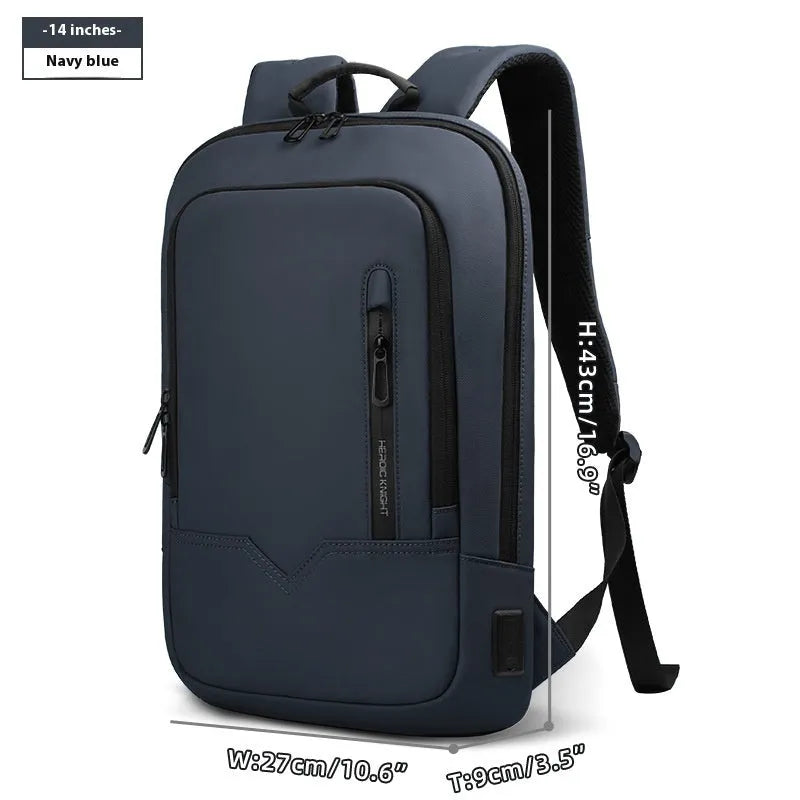 Lightweight polyester laptop backpack with USB charging port in multiple colour options