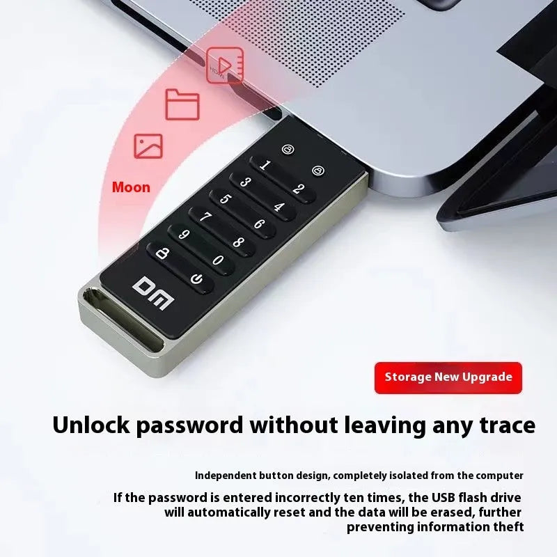 64GB metal fingerprint encrypted USB 3.0 flash drive with digital encryption button