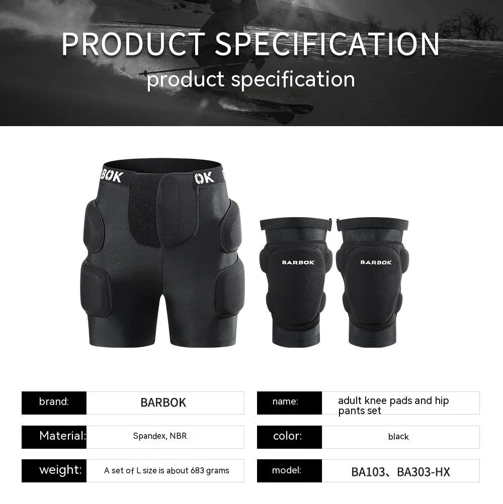 Black adjustable hip pad with NBR padding for roller skating and skateboarding protection