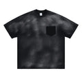 Men's black oversized cotton t-shirt with letter print and drop-shoulder sleeves