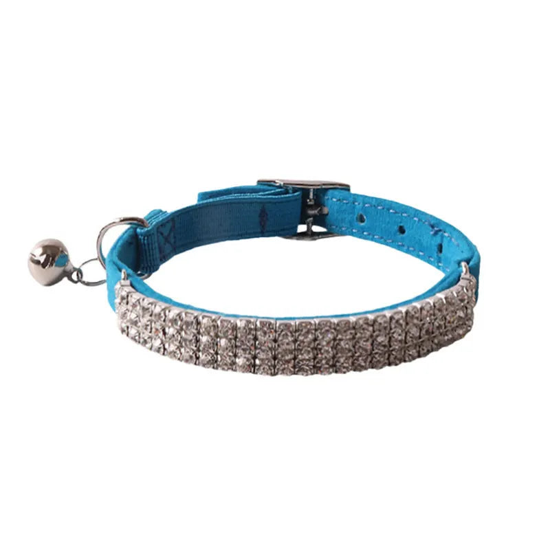 Soft flocking pet collar with elastic section and buckle fastener in multiple colour options.