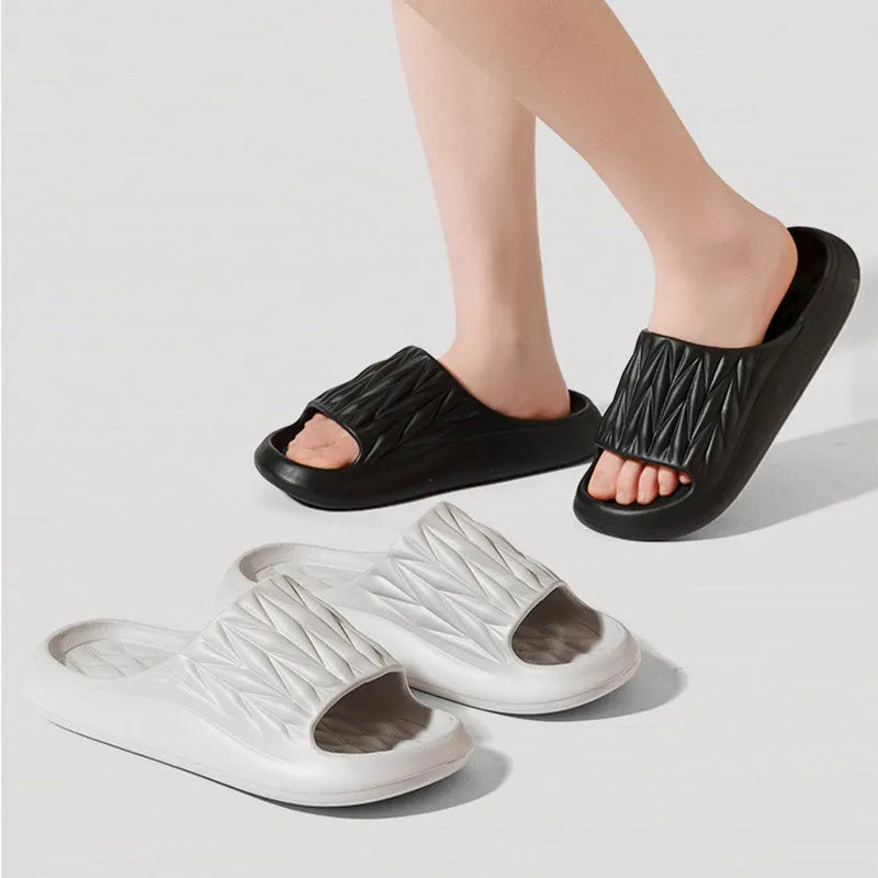 Leaf texture design EVA slippers in multiple colours with non-slip soles for indoor household use