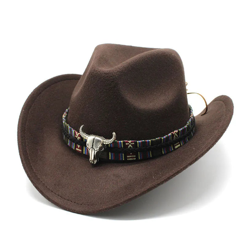 Western-style cowboy hat with bell crown in multiple colour options including army green, brown, and black