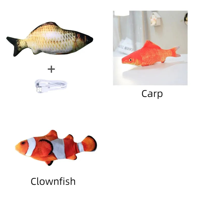 Electronic jumping fish simulation cat toy without catnip, 30cm multicolour design with USB charging