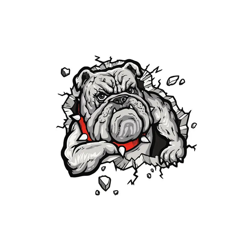 Grey dog pattern motorcycle bumper sticker on a 17cm by 17cm paper decal.
