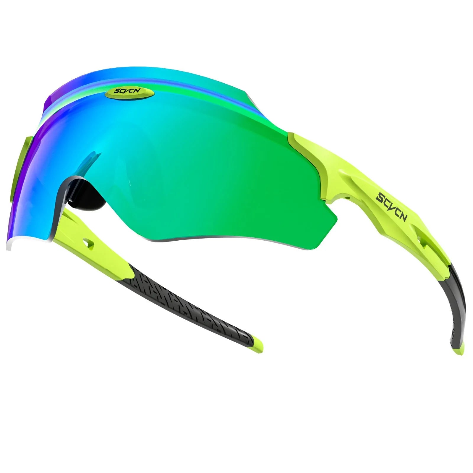Frameless integrated lens windproof sports goggles in multiple colour styles.