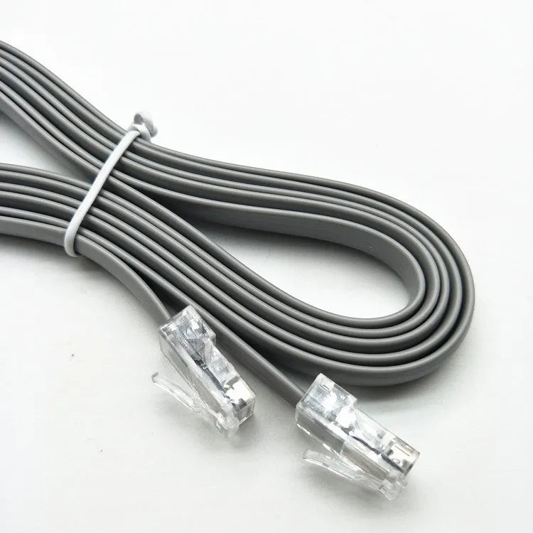 Silver grey CAT6 network cable with RJ45 connectors measuring 2 metres in length