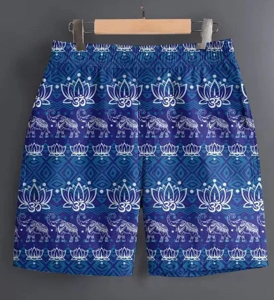 Men's lightweight polyester casual sports shorts available in multiple patterns and colours, sizes S to 5XL