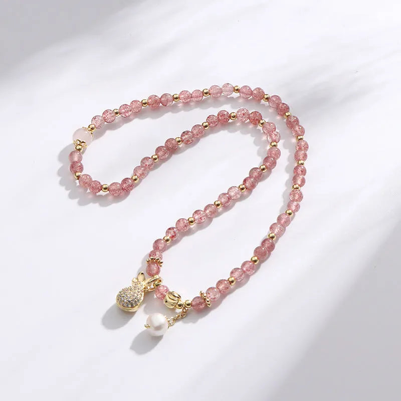 Strawberry quartz geometric crystal bracelet for women with money drawing and luck changing intentions