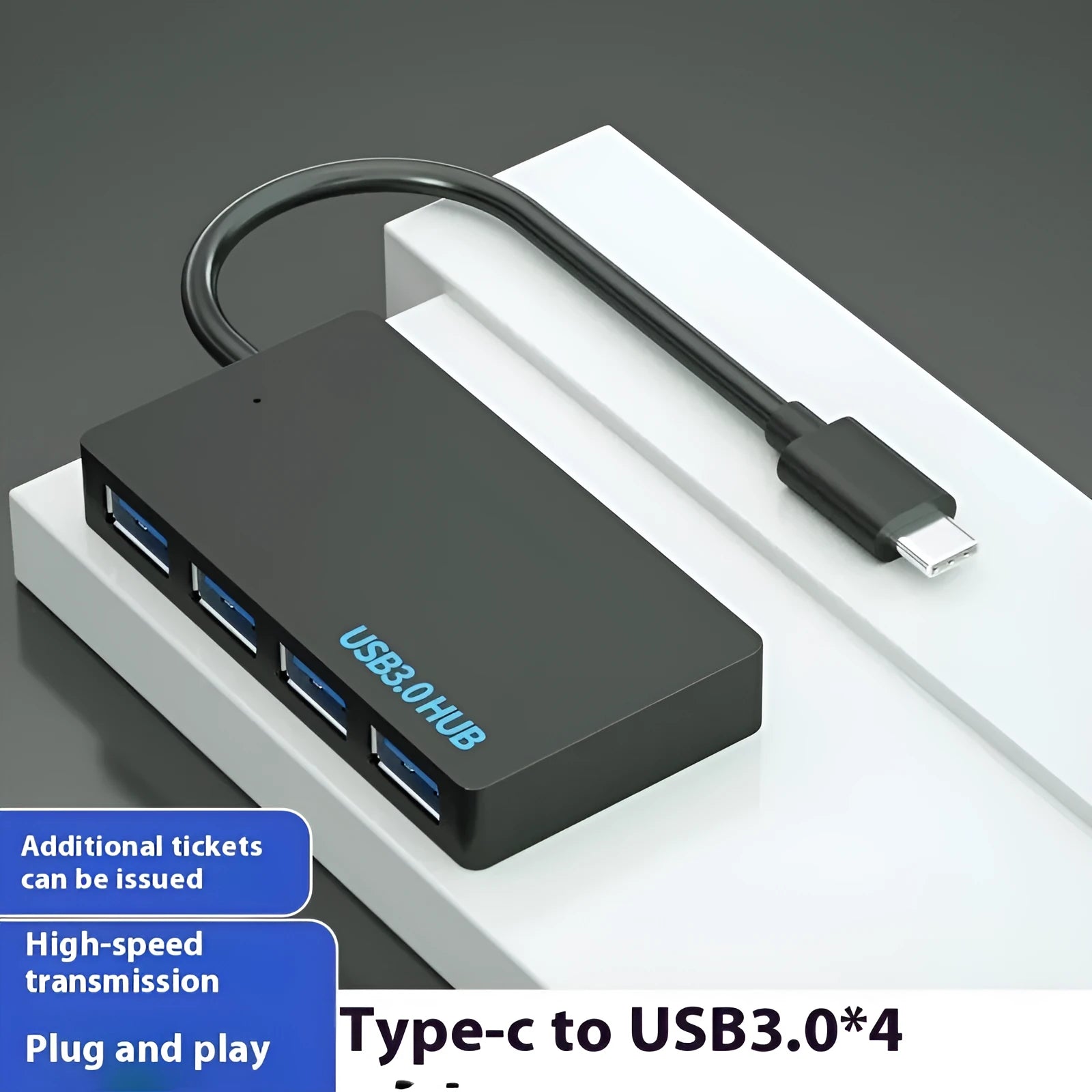 USB extender hub with 20cm cable showing multiple USB ports in pearlescent bag packaging