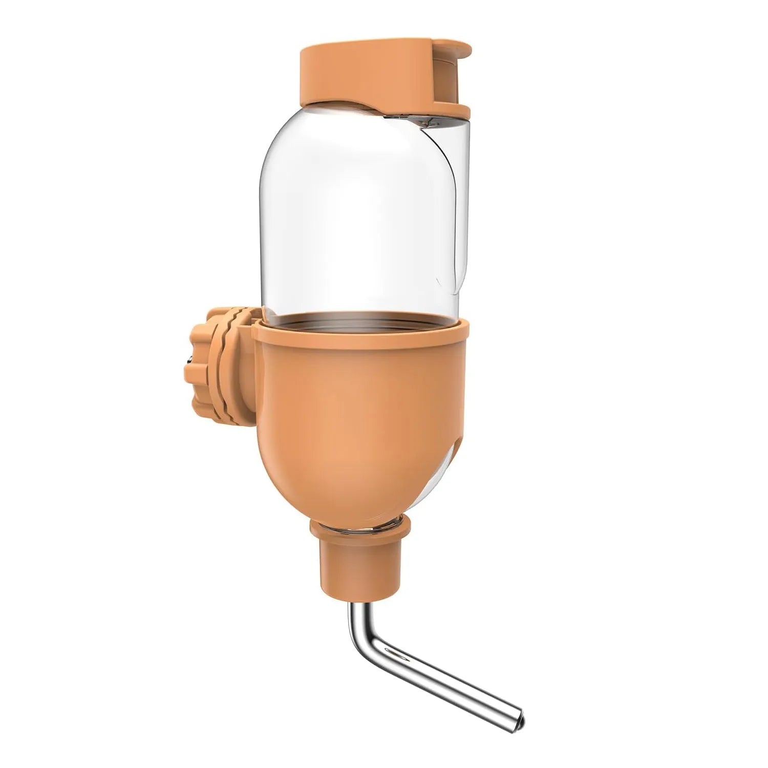 Blue small animal cage water bottle with rotatable nozzle and metal clip for rabbits and guinea pigs.