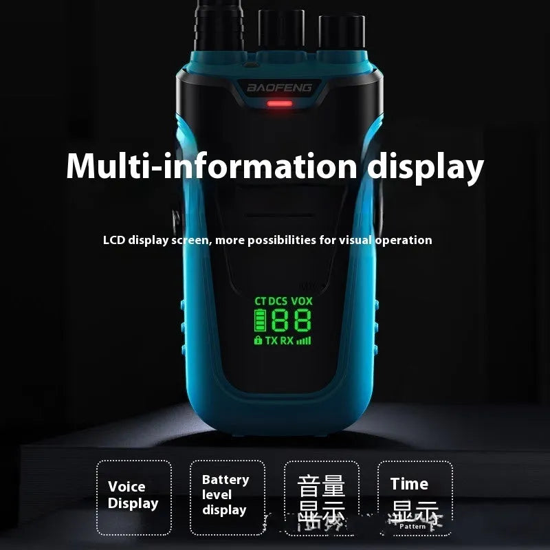 Red and yellow coloured high-power 10W portable two-way radio intercom for hotels