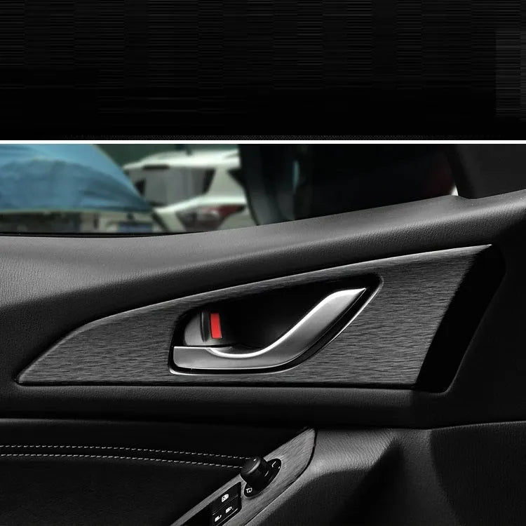 Unksera car interior decorative film sticker kit showing dashboard and centre console application with carbon fibre finish