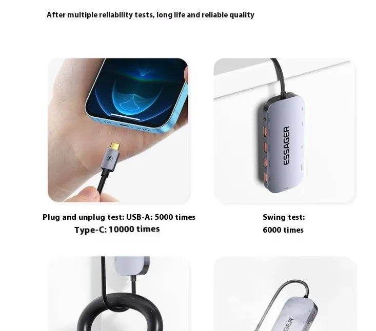 11-in-1 USB-C expansion dock with multiple ports and 20cm connecting cable