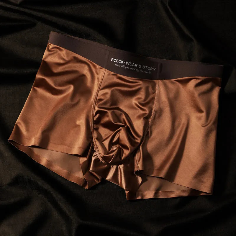 Men's colourblock Ice Silk seamless underwear in Moonlight Blue colour.