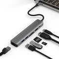LQT-LH07 7-in-1 USB C hub with SD and TF card reader slots for laptop connectivity.
