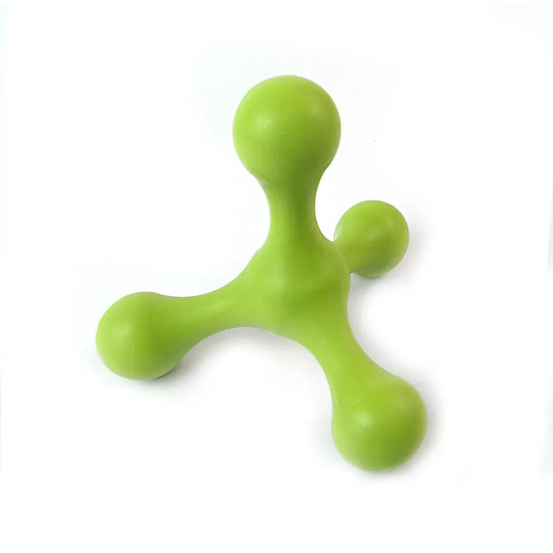 Silicone three-legged puppy chew toy in assorted colours for teething relief