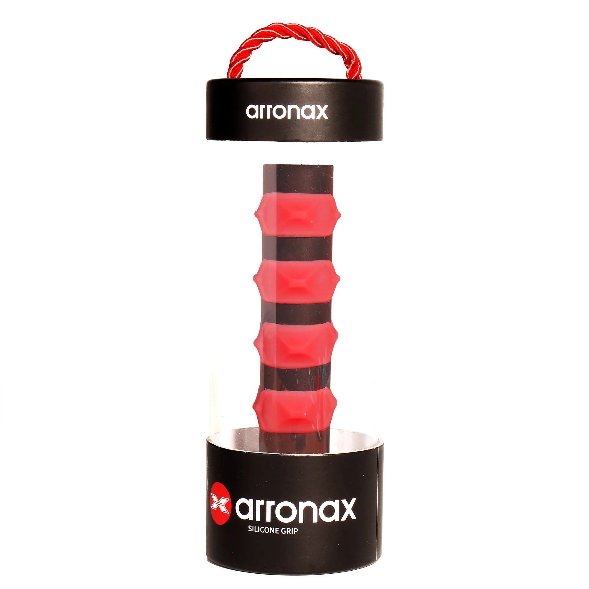 Silicone racquet hand rubber buckle in multiple colours on a sports background.