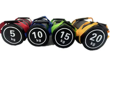 Flat white leather PVC fitness training sandbag with weight options from 5KG to 30KG