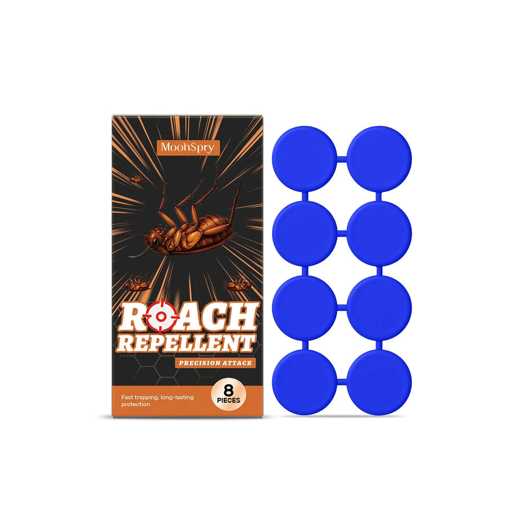 Cockroach killer bait sticker and glue trap pack with eight bait formula stickers and eight adhesive boards