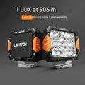 Black aluminium LED front bumper lights for off-road vehicle retrofitting with universal fit