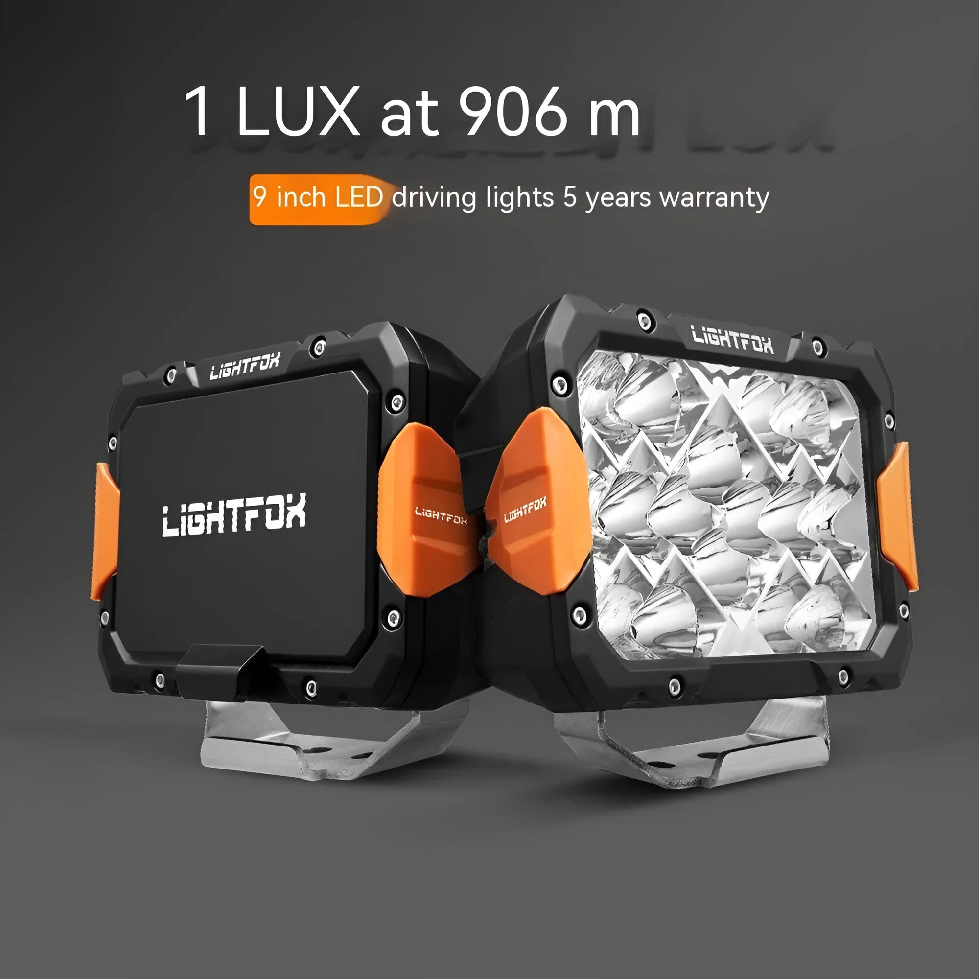 Black aluminium LED front bumper lights for off-road vehicle retrofitting with universal fit