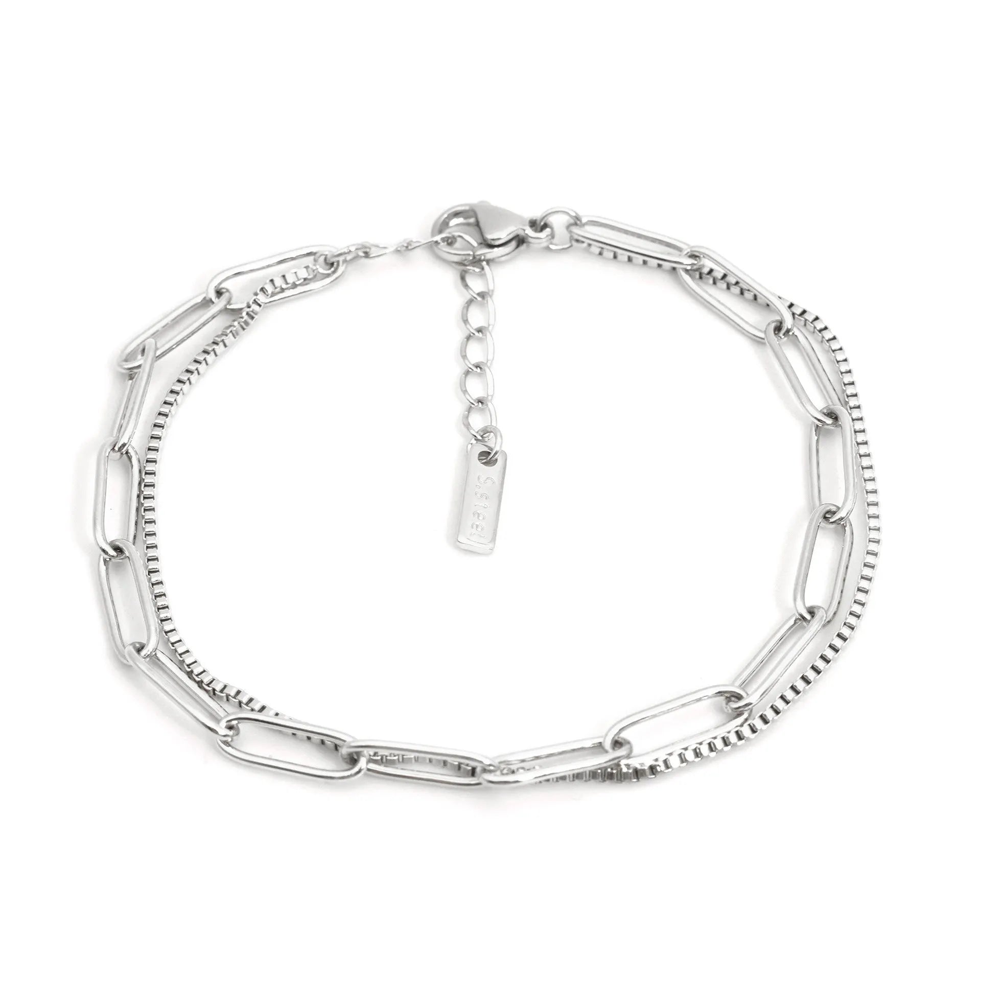 Double layer titanium steel bracelet for women in gold or silver electroplated finish
