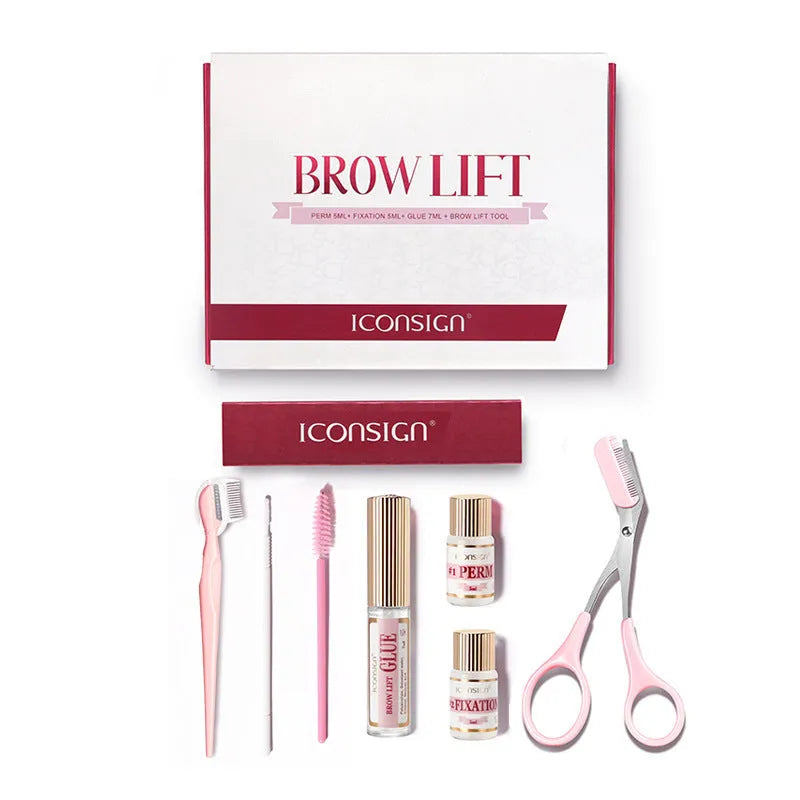 Pink eyebrow perm set with eyebrow scalding and quick ironing tools for keratosis treatments