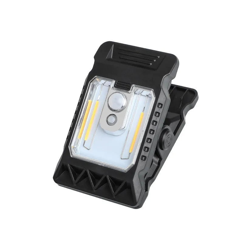 Compact motion-activated clip lamp with IP65 rating and battery power