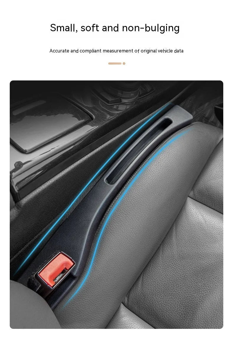 Black plastic car seat gap storage organiser box with handle