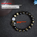 Natural obsidian zodiac bracelet with 10mm beads in gold, silver and black stone variations