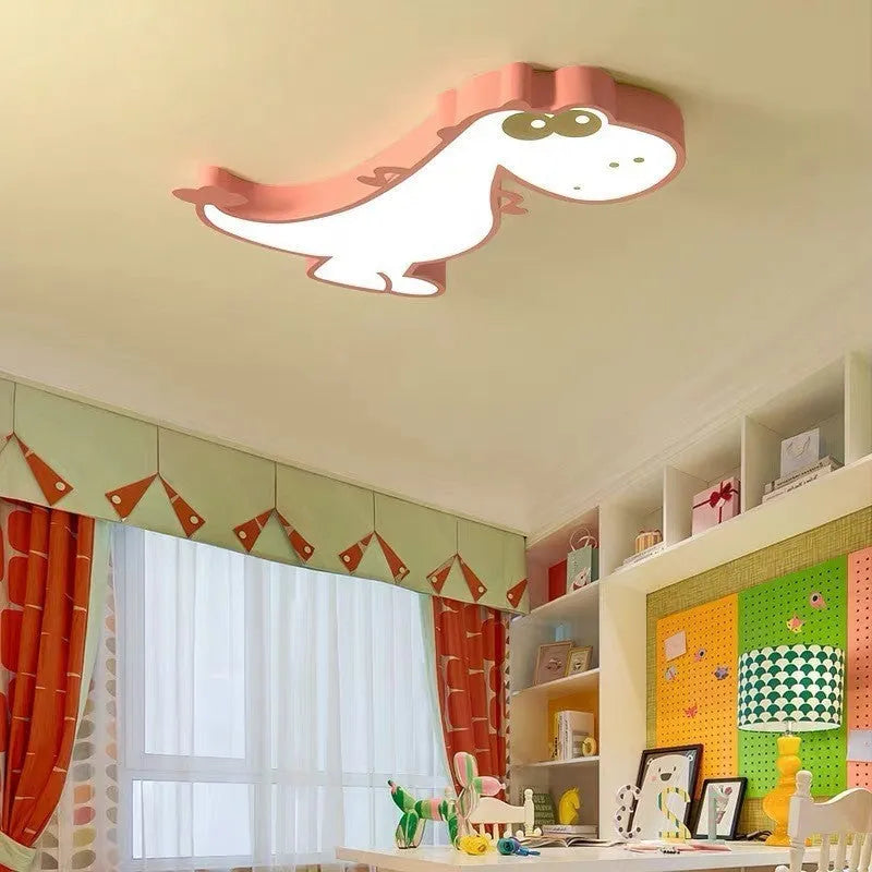 48cm diameter cartoon dinosaur ceiling light with aluminium body and PVC shade, dimmable lighting